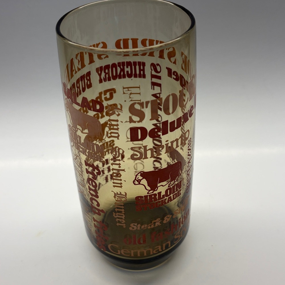 Vintage 1970's Sirloin Stockade Restaurant Steakhouse Drinking Glass 24 oz EUC